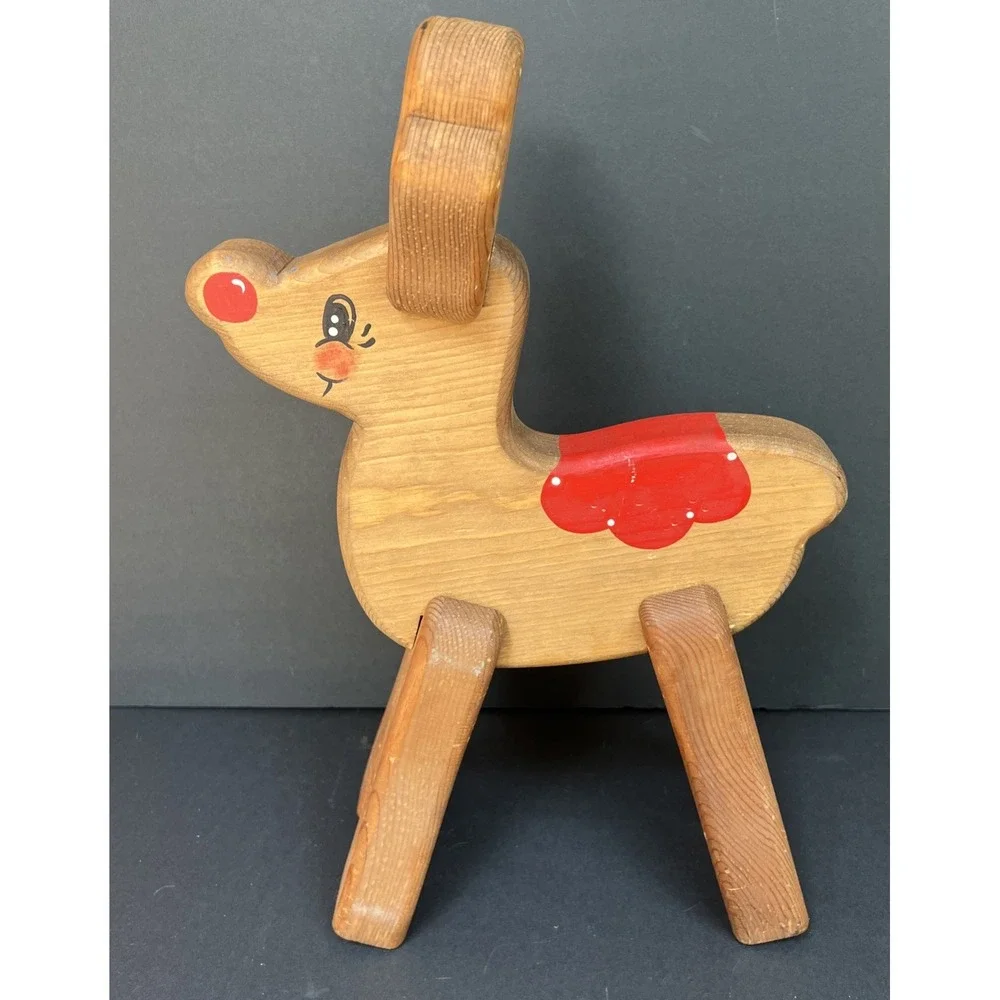 VTG Handmade Wooden Reindeer 16.5